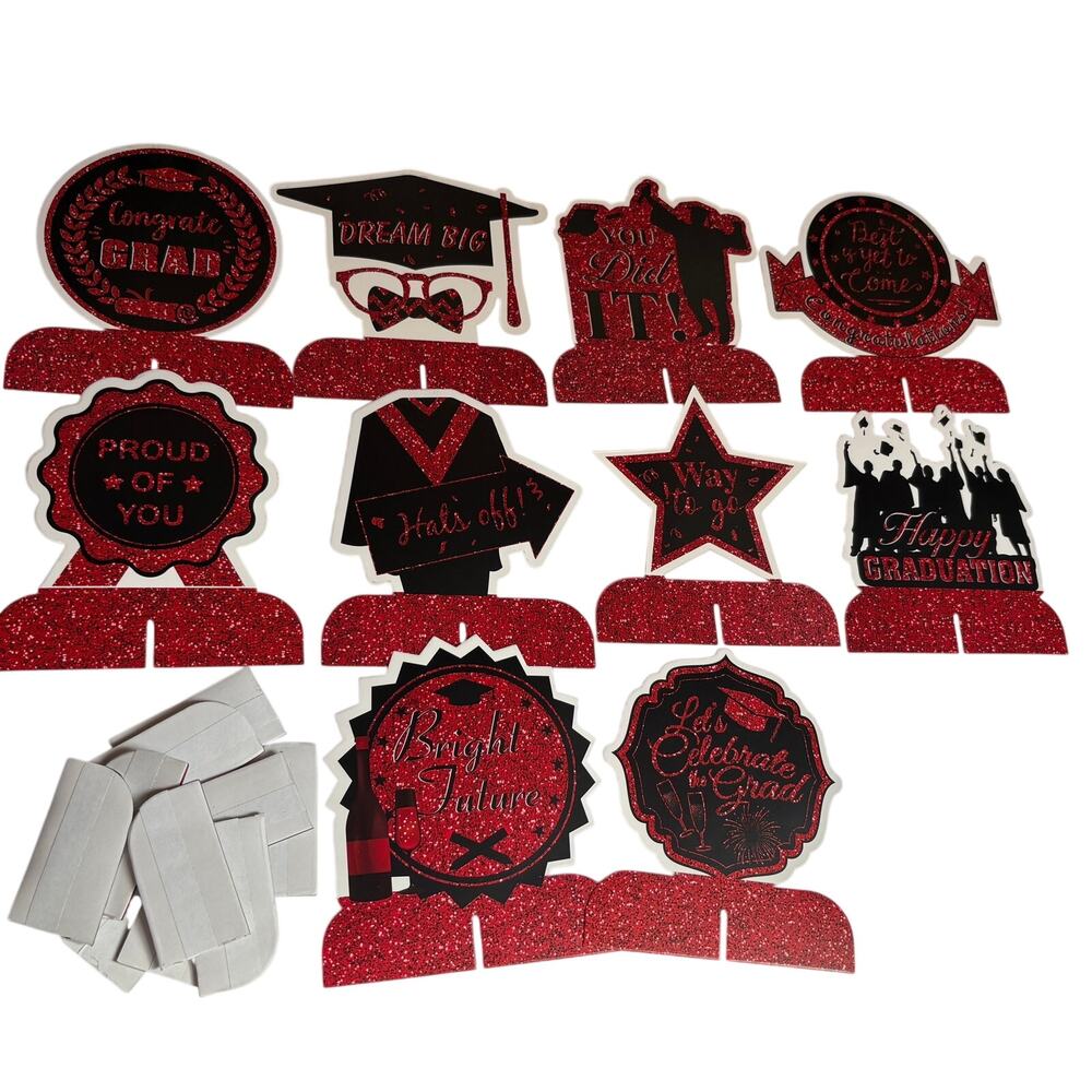 Red and Black Graduation Decorations 10 pcs Honeycomb Centerpieces